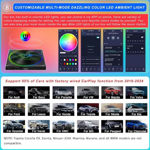 CPK680 PRO Car Wireless CarPlay Android Auto Converter Mirroring Magic AI Box، نظام تشغيل Android 13.0، 8 جيجابايت + 128 جيجابايت، يدعم YouTube Netflix Hulu Disney +، للسيارات 2016-2024 مع CarPlay السلكية من المصنع in Kuwait