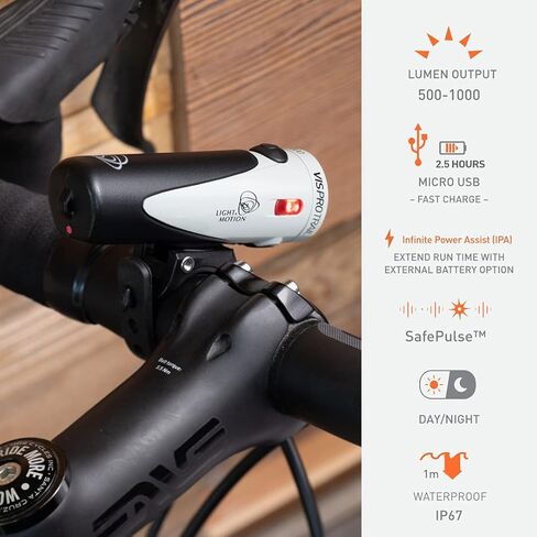 Light & Motion Vis Pro 1000 Trail والموثوقية والطاقة العالية والشحن السريع تجعل هذا الخيار الأفضل للرحلات الليلية بالإضافة إلى السلامة أثناء النهار. تتضمن 3 خيارات للتركيب على الخوذة/الشريط. in Kuwait