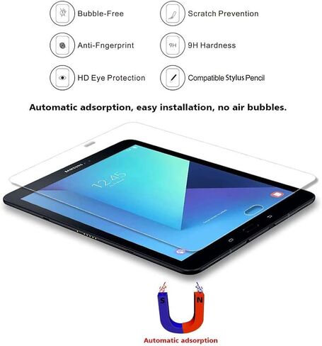TANTEK [2-Pack Screen Protector for Samsung Galaxy Tab S3 / Galaxy Tab S2 9.7 Inch,Tempered Glass Film,Ultra Clear,Anti Scratch,Bubble Free,S Pen Compatible in Kuwait