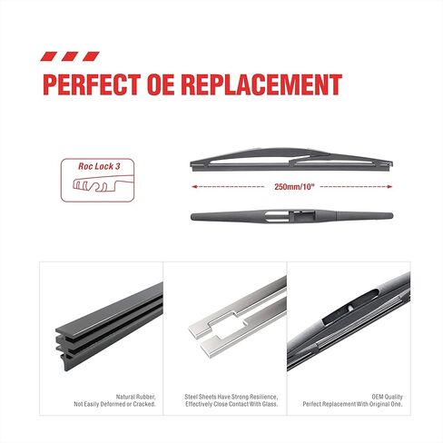 شفرات ممسحة خلفية 10 بوصة (10-B) تناسب Honda HRV 2022-2016 /Mitsubishi Outlander Sport 22-11 Eclipse Cross 22-18 /Infiniti QX56 QX80 22-11 /Leaf 17-11 شفرات ممسحة الزجاج الأمامي الخلفية (عبوة من 2) in Kuwait
