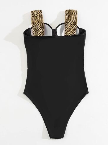 MakeMeChic Women's One Piece Bathing Suit Contrast Trim Push Up One Piece Swimsuit in Saudi Arabia