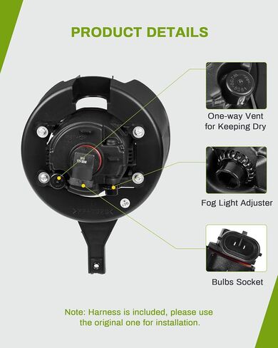 مصابيح الضباب AUTOSAVER88 متوافقة مع 2005 2006 2007 2008 2009 2010 2011 2012 2013 2014 2015 2016 2017 2018 Frontier 05-18 استبدال ضوء الضباب، مع مصابيح 12 فولت 55 وات H11، وحزام الأسلاك والتبديل in Saudi Arabia