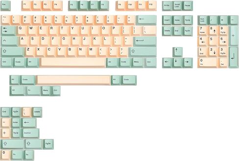 أغطية مفاتيح سلسلة DROP Artifact Bloom - متوافقة مع الحجم الكامل، Tenkeyless، Compact 1800، HHKB، 75%، 67%، و60% تخطيطات لوحة المفاتيح الميكانيكية، 129 PBT Keycaps، صبغ فرعي، ملف تعريف Cherry (Matcha Mango) in Kuwait