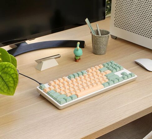أغطية مفاتيح سلسلة DROP Artifact Bloom - متوافقة مع الحجم الكامل، Tenkeyless، Compact 1800، HHKB، 75%، 67%، و60% تخطيطات لوحة المفاتيح الميكانيكية، 129 PBT Keycaps، صبغ فرعي، ملف تعريف Cherry (Matcha Mango) in Kuwait