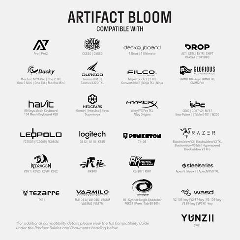 أغطية مفاتيح سلسلة DROP Artifact Bloom - متوافقة مع الحجم الكامل، Tenkeyless، Compact 1800، HHKB، 75%، 67%، و60% تخطيطات لوحة المفاتيح الميكانيكية، 129 PBT Keycaps، صبغ فرعي، ملف تعريف Cherry (Matcha Mango) in Kuwait