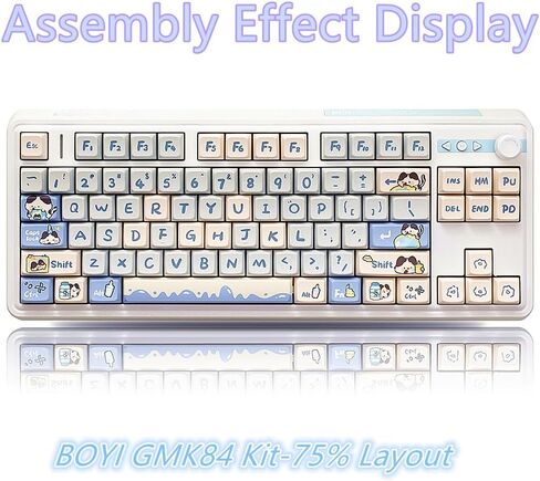 BOYI GMK84-75% RGB Mechanical Keyboard Barebones Kit with Knob,Hot-SwapTri-Mode BT5.0/2.4G/Type-C Wireless Gaming Keyboard,Gasket Structure North-Facing LEDs Custom Keyboard,LS01 Kit DIY Keyboard in Kuwait