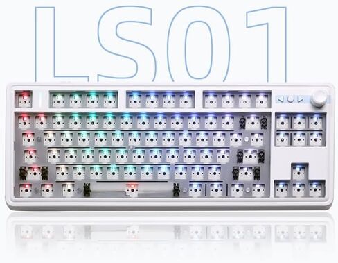 BOYI GMK84-75% RGB Mechanical Keyboard Barebones Kit with Knob,Hot-SwapTri-Mode BT5.0/2.4G/Type-C Wireless Gaming Keyboard,Gasket Structure North-Facing LEDs Custom Keyboard,LS01 Kit DIY Keyboard in Kuwait