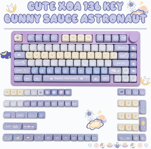 Candy Color PBT Keycaps Set XOA Profile Cute Round Keycaps 138 Keys Custom Dye-Sublimation Keyboard Keycaps for 60% 65% 70% 75% 100% Cherry Gateron MX Switches Mechanical Keyboards in Kuwait