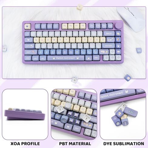 Candy Color PBT Keycaps Set XOA Profile Cute Round Keycaps 138 Keys Custom Dye-Sublimation Keyboard Keycaps for 60% 65% 70% 75% 100% Cherry Gateron MX Switches Mechanical Keyboards in Kuwait
