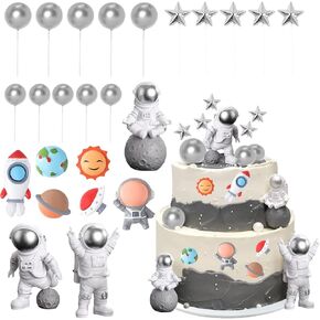 34 PCS Space Cake Decoration First Trip Around The Sun Cake Topper Two The Moon Cake Decoration Rocket Cake Decor Astronaut Cake toppers