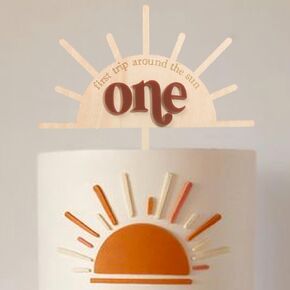 Boho Wooden Sun 1st Birthday Cake Topper - Boho Birthdays, Sun Cake Decorations, Photo Props & Cake Smash