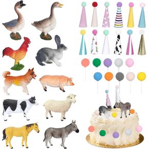 42pcs jungle cake cake toppers decoration 10 أغطية شخصية لركوب السفاري واقعية نموذج مع 12 قبعة صغيرة من القبعة 20 طين البالونات غابات البرية زخارف الكيك لعيد الميلاد لوازم حفلة عيد الميلاد