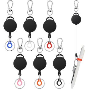 Geyoga 6 Pcs Retractable Pen Holders Retractable Badge Reel with Pen Pencil Clips for Lanyard Nurses ID Badge Doctor Teacher Student Employee Office Medical Workers Supplies