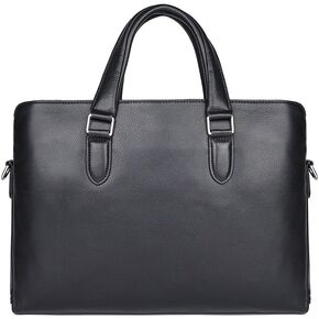 H-JUN 7410 Simple Design Leather Laptop Real Cow Leather Briefcase for Men