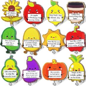 12 PCS Positive Potato Badge Reels Bulk Cute Quotes Nurse Badge Holders Retractable Id Clip Colorful Nursing Medical Asssitants RN LPN CNA Buddy Accessories for Work