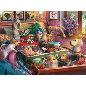 White Mountain Puzzles - Paws Gone Wild - 500 Piece Jigsaw Puzzle