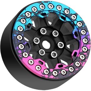 4pcs Splash Anodizing Aluminium 1.9inch Beadlock Wheels Hubs for 1/10 Axial SCX10 SCX10 II 90046 SCX10 III AXI03007 D90 TRX4