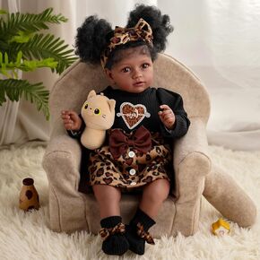 BABESIDE Lifelike Reborn Baby Dolls Black - 20 Inch Realistic-Newborn Dolls Girl African American Baby Doll with Soft Cloth Body, Real Life Baby Doll Gift for Kids Ages 3+