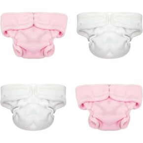 4 Pieces Set Mini Reborn Dolls Diapers White Pink for 6-7 Inch Baby Dolls