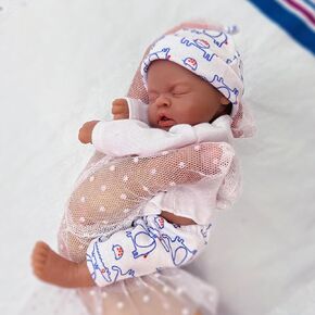 Mire & Mire 4.5" Girl Reborn Doll Open Eyes Micro Preemie Full Body Silicone 13cm Baby Doll Lifelike Mini -Pink
