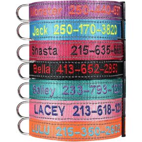 Personalized Embroidered Dog Collar Customized Puppy ID Name & Pet Phone Number Reflective Basic Dog Collars for Boy & Girl Dogs 4 Adjustable Sizes,XSmall, Small, Medium, and Large