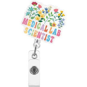 Medical Lab Scientist Badge Reels Retractable Glitter with Clip, Funny Badge Holder for MLS Nurse Tech, Lab Week Gifts, Appreciation Gifts for Medical Lab Scientist B