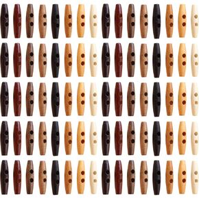 80 Pieces of 4cm Natural Wood Toggle Corner Wooden Buttons, Jacket Sewing Crafts, Handmade Oval Plug Buttons, Suitable for DIY Jackets, Clothing Accessories, and Clothing Decoration