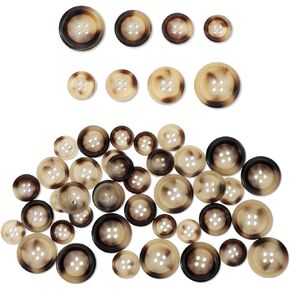 Brown Buttons for Clothes 40 Pcs Mixed Resin Sewing Buttons 2 Styles 4sizes Buttons for Sewing 4 Hole Flatback Coat Buttons Shirt Buttons Pants Button Elegant Buttons for Crafts Sweater Blazer Suit