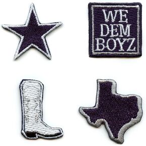 Dallas Football 4 Pack Mini Set Patch Boot Star Texas Embroidered Iron On
