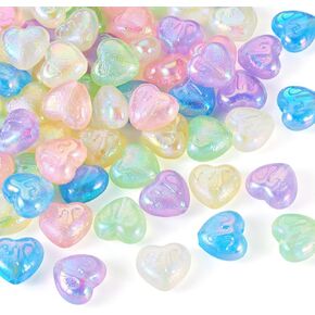 Cheriswelry 100pcs Solid Red Heart Pony Beads Small Cute Heart Opaque Acrylic Beads Spacer for Women Bracelet Necklace Keychain Jewelry Making Hair Braid Supplies 10x11mm