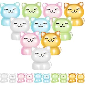 20 Pcs Mini Resin Cats Glow in The Dark, Multi-Color Figurines for Dollhouse, Garden, Home Decor, and DIY Projects