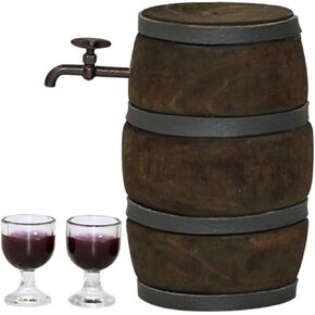 1 Set 1:12 Miniature Red Wine Barrel Cute Wooden Dollhouse Decor Accessories for B