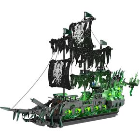Ghost Ship Flying Dutchman Building Blocks Set for Adult Boys Girls (1100 Pieces) - Pirate Ship Model with Light Home Office Collection, Birthday Gifts for Building Blocks Lover