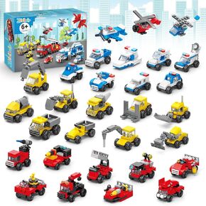 Party Favors for Kids - 30 Pack 60 Kinds of Mini Cars Building Block Toy Goodie Bags Classroom Carnival Prizes Stuffers Easter Gifts Building Set, Christmas Birthday Gift for Boys Girls Ages 6-12