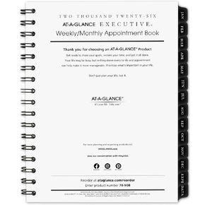 AT-A-GLANCE 2026 Weekly Monthly Appointment Book Refill, 6-1/2" x 8-3/4", Medium, Executive (709081026)