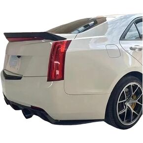 Compatible For Cadillac ATS Spoiler 2015 2016 2017 2018 2019 ABS Plastic V Style Rear Trunk Lip Spoiler Body Kit Accessories(Carbon Fiber Look)
