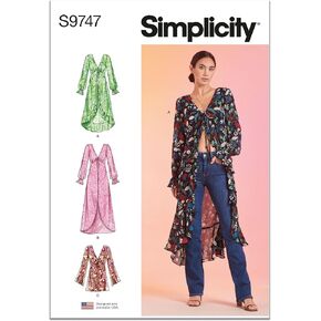 Simplicity Misses' Duster Jacket Sewing Pattern Packet, Code S9747, Sizes 8-10-12-14-16, Multicolor
