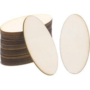 PATIKIL 80x40mm Wood Pieces, 30 Pack Unfinished Oval Wood Shapes Blank Wooden Cutouts Ornaments Natural for Christmas Party Craft Projects