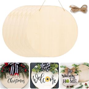 10pcs Blank Wood Circles for Crafts DIY 12 Inch Unfinished Round Wooden Sign DIY Rounds for Cricut Projects Door Hanger Wood Burning Painting Halloween Christmas Crafts Fall Home Decor