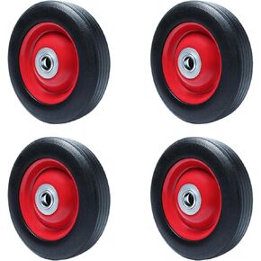 Solid Rubber Tire 4Pcs 8 Inch,Hand Truck Replacement Wheels, Rubber Wheel with Ball Bearing, 1/2-Inch Axle Hole 220 lbs Max Load Bearing Capacity