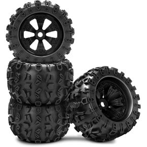 1/8 RC Monster Truck Tires, daitoku 17mm Hex RC Wheels and Tires for Arrma 6S Traxxas Summit ERveo Redcat HPI JLB Cheetah RC Off-Road Car