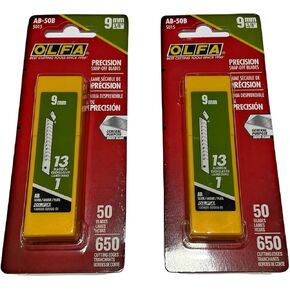 O L F A OLFA 5015 AB-50B 9mm Snap-Off Silver Blade,50-Pack (2PACK)