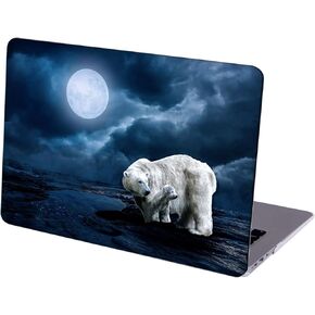 Compatible with MacBook Pro 16-inch Hard Protective Shell Cace and Keyboard Cover ( A2485, M1 Pro/Max, 2021 Release ) - Mother and Child Polar Bear and Moon