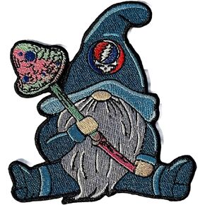 Trippy Hippy Mushroom Garden Gnome Iron On Patch