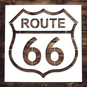 Route 66 Stencil Template - Reusable Traveler Route 66 Travel Stencils for Painting on Wood, Glass, Wall, Rock, Walls, Canvas, Glassware, Spray Painting, Airbrushing (6 x 6)