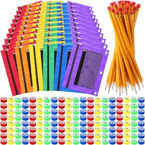 300 Pcs Back to School Supplies Bulk for Kids Backpack Essentials Include 3 Ring Binder Pencil Pouch, Pencil Sharpener Sand, Wood Cased Pencils for Storing School Teacher Supplies