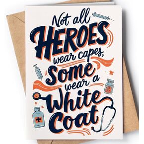 Thank You Card for Doctor - Dr Appreciation - Thank You Cards for Doctor's Day or Nurse Day - White Coat Ceremony or Doctor Graduation Card - Nurse, Preceptor - Birthday, Christmas - Heroes