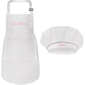 Personalized Apron and Chef Hat Set - Cute Chef Costume for Kids - Aprons with Pockets for Cooking, Painting, Party