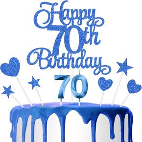 65th Happy Birthday Cake Decorations, 65th Cake Numeral Candles Glitter Cake Topper for Birthday Anniversary Party Supplies
