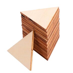 HEALLILY Craft Wood Planks - 60pcs Unfinished Wood Cutouts: Triangle, Discs, Slices for DIY Crafts, Wedding, Christmas Ornaments (50mm)
